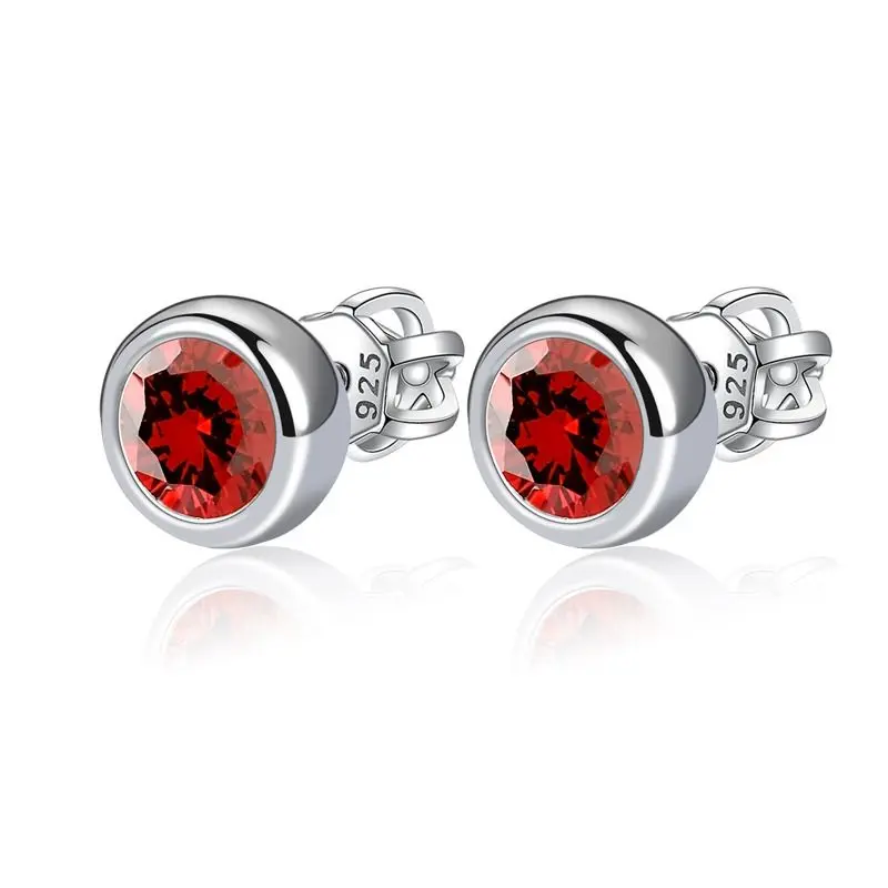 NUBIS Stříbrné náušnice, červené zirkony 4 mm - NB-3652-R