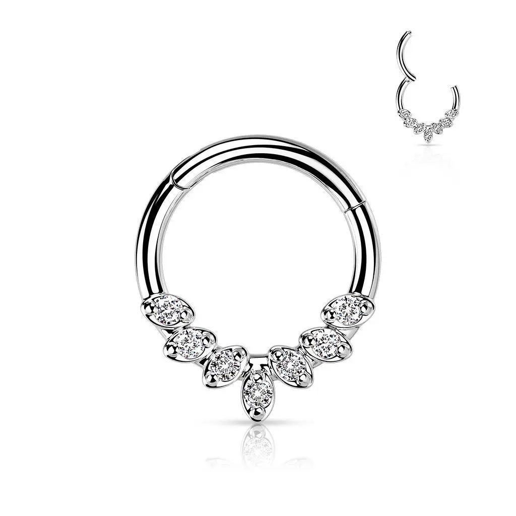 Segment kruh se zirkony, septum piercing 1,2 x 8 mm - NS0059-ST