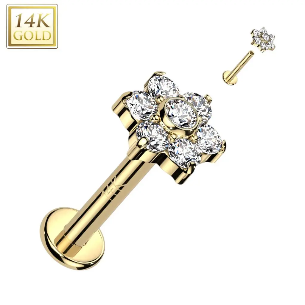 S4U Zlatý piercing do brady - labreta, Au 585/1000 (1,2 x 8 mm) - ZL01248-1208-YG
