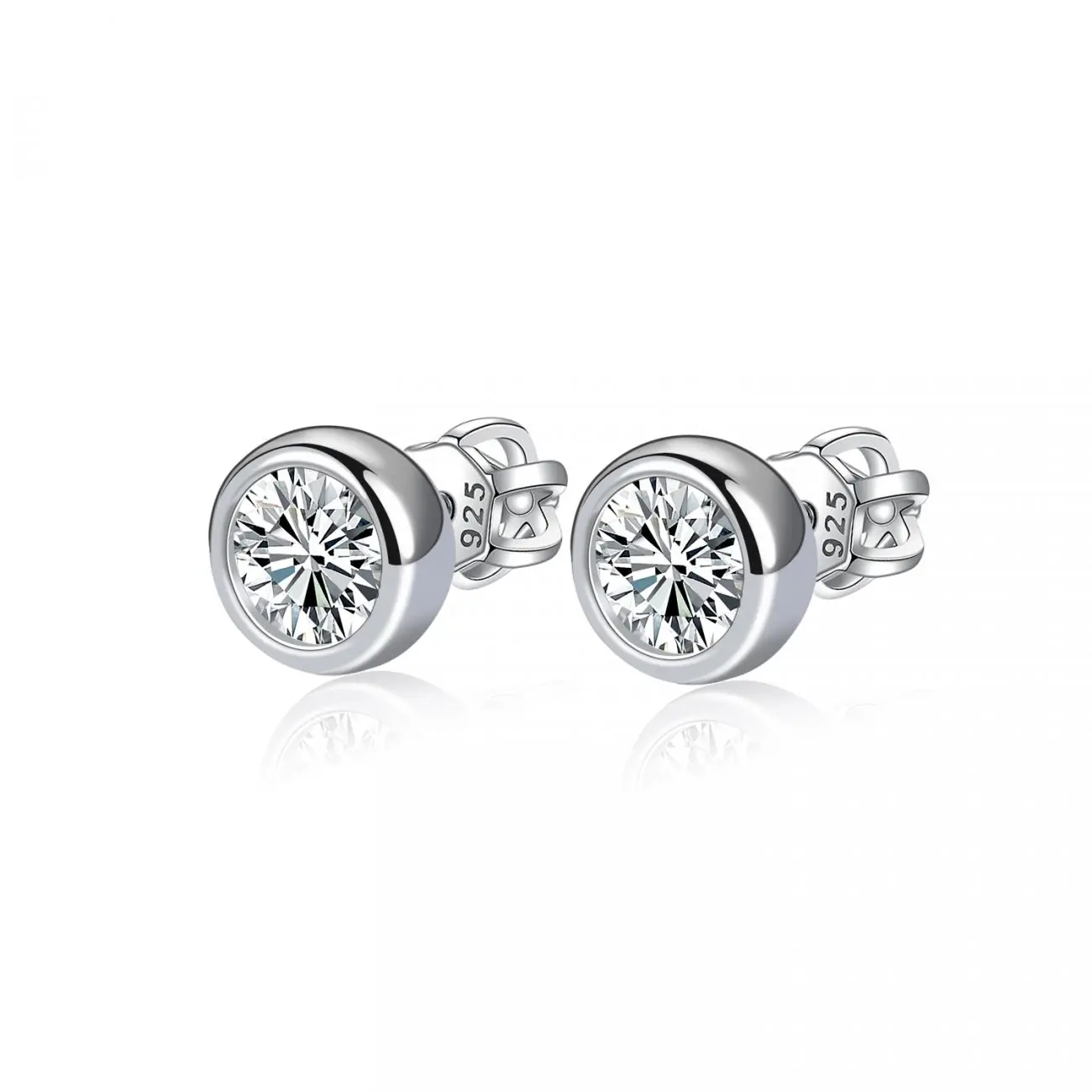 NUBIS Stříbrné náušnice, čiré zirkony 4 mm - NB-3652-C