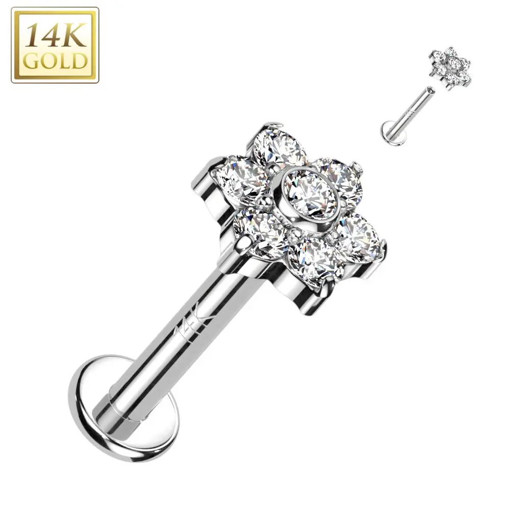 S4U Zlatý piercing do brady - labreta, Au 585/1000 (1,2 x 6 mm) - ZL01248-1206-WG