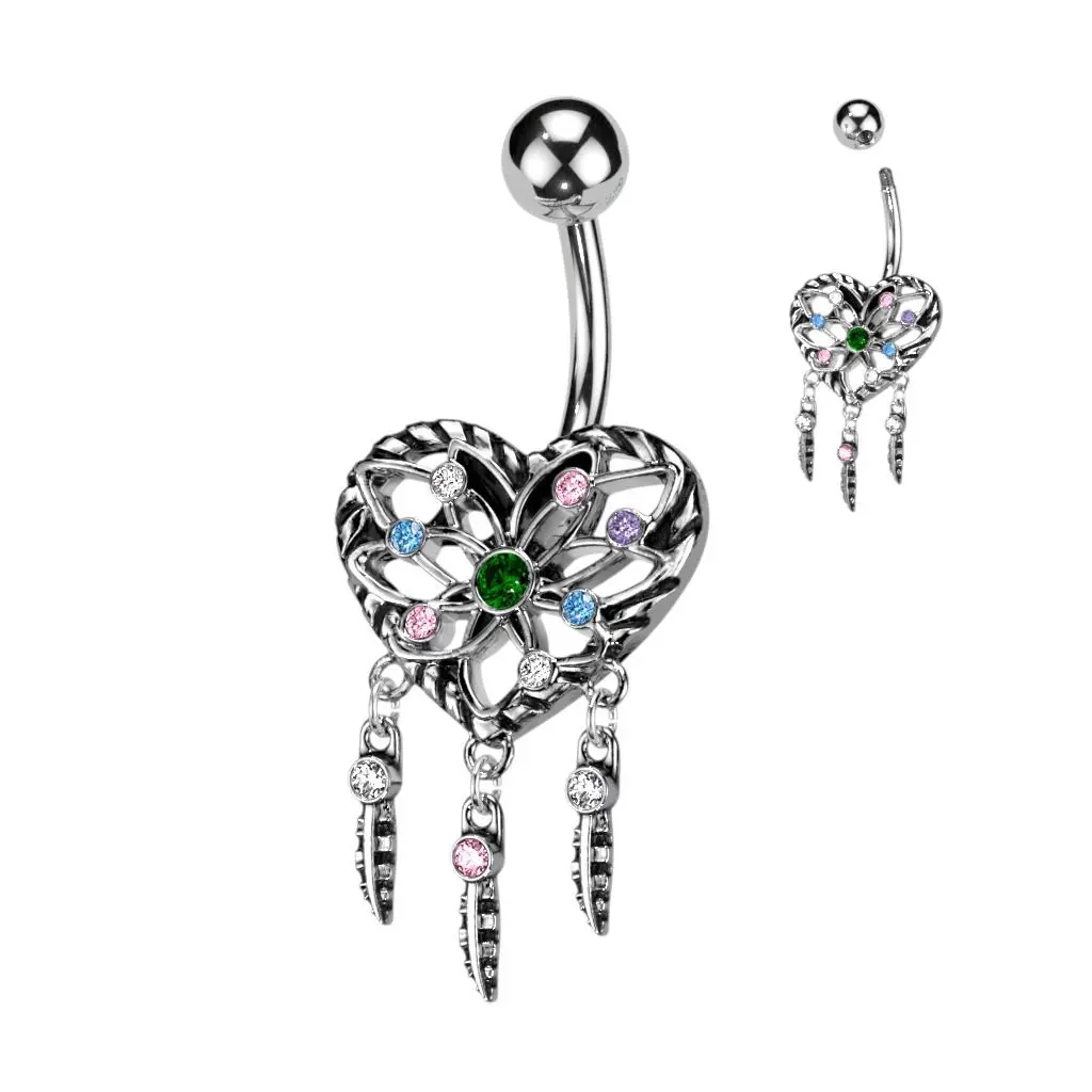 Piercing do pupíku - srdíčko lapač snů - WP0025