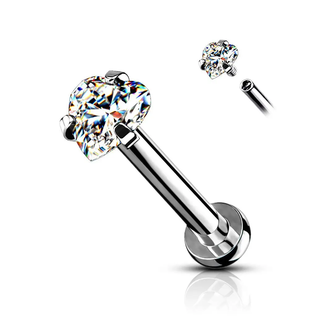 MARRE Piercing do brady labreta / cartilage čiré srdíčko (1,2 x