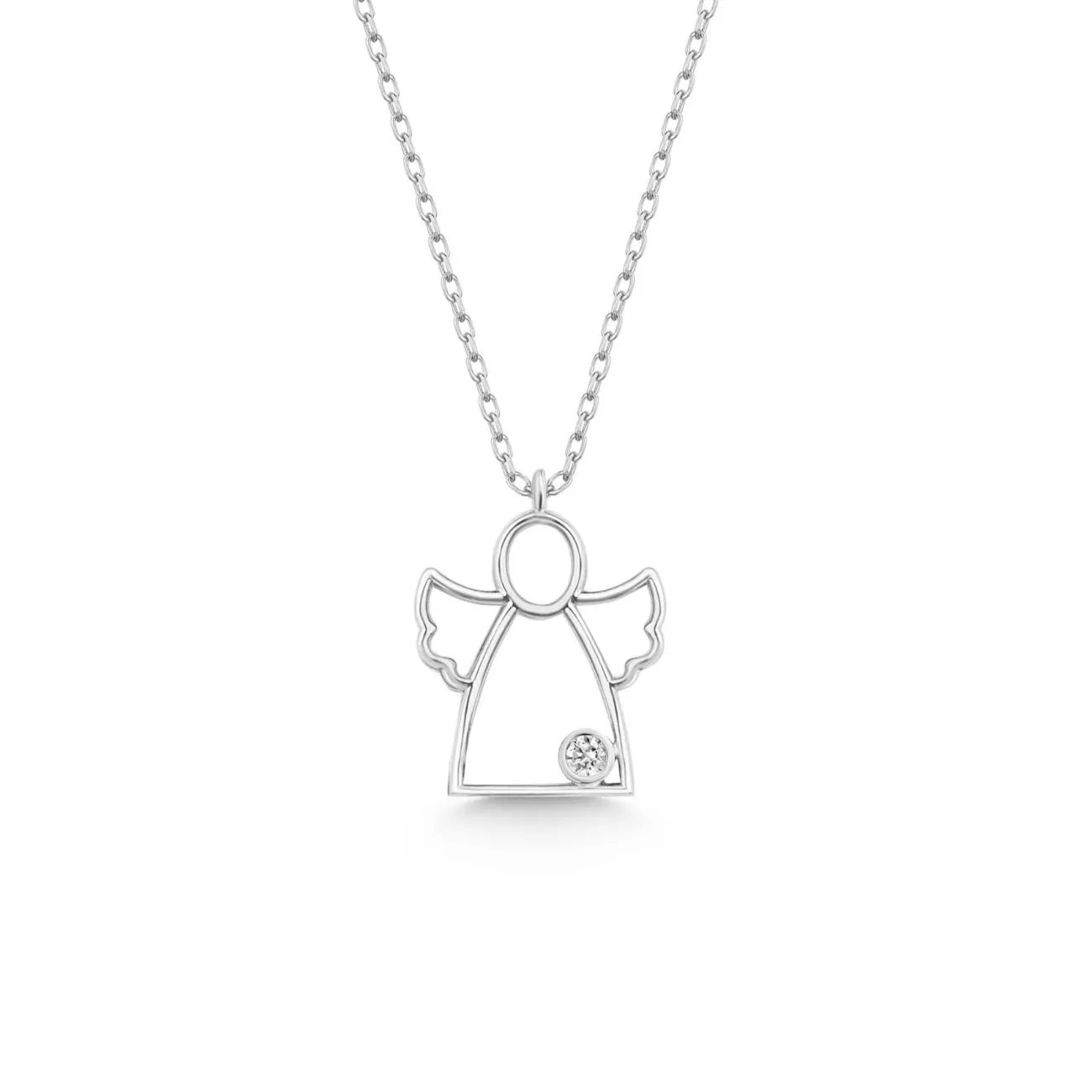 NUBIS Stříbrný diamantový náhrdelník andělíček - NBS-006