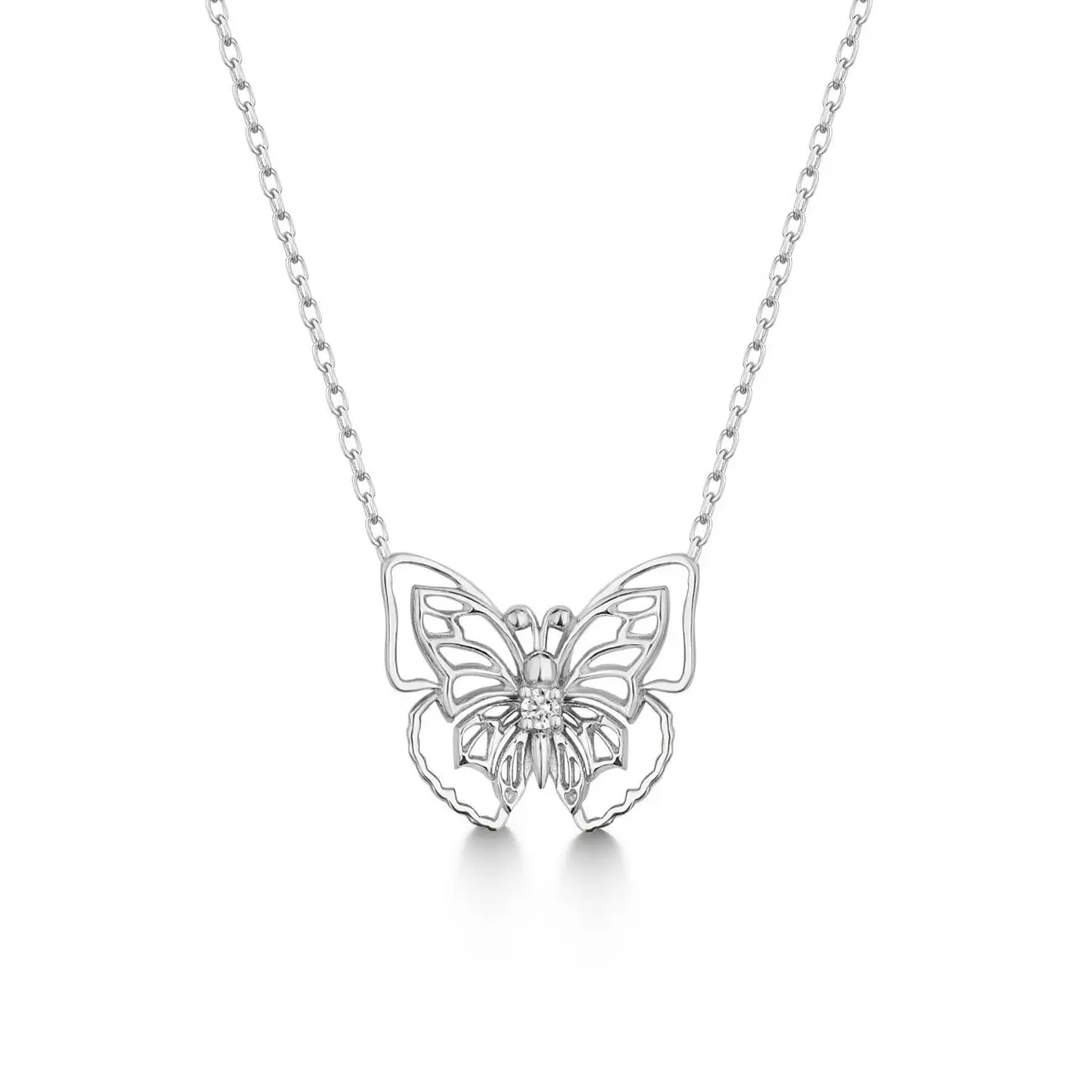 NUBIS Stříbrný diamantový náhrdelník motýlek - NBS-009