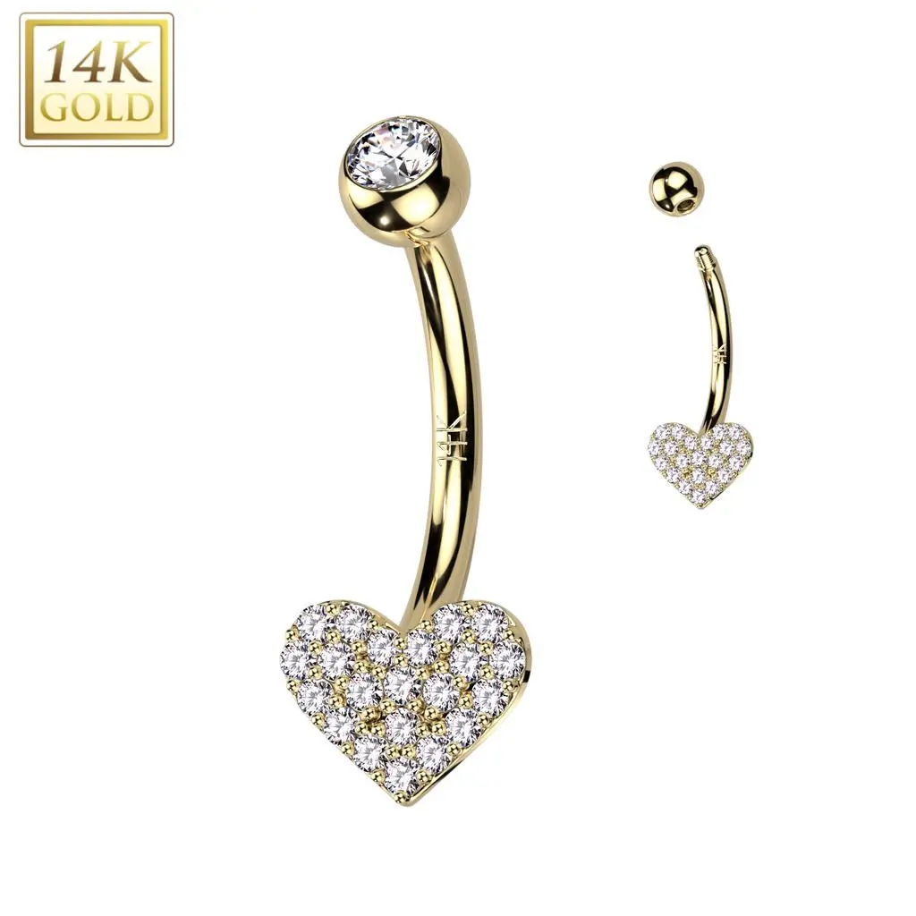 Zlatý piercing do pupíku - srdíčko Au 585/1000 - ZL01252-YG