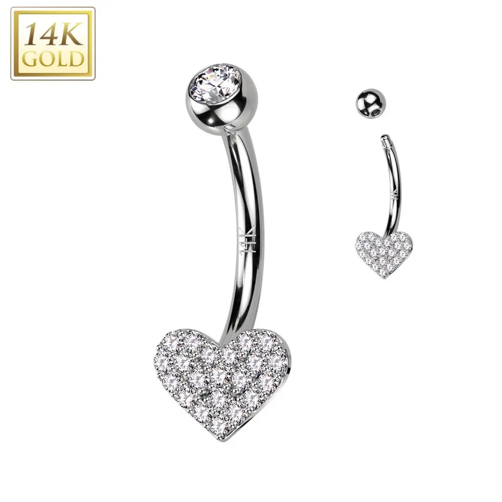 Zlatý piercing do pupíku - srdíčko Au 585/1000 - ZL01252-WG