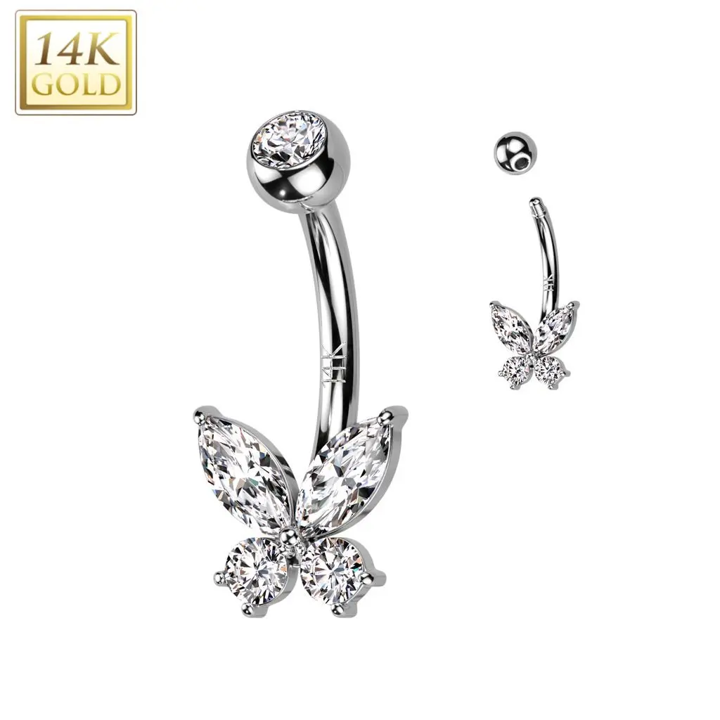 Zlatý piercing do pupíku Au 585/1000 - ZL01256-WG