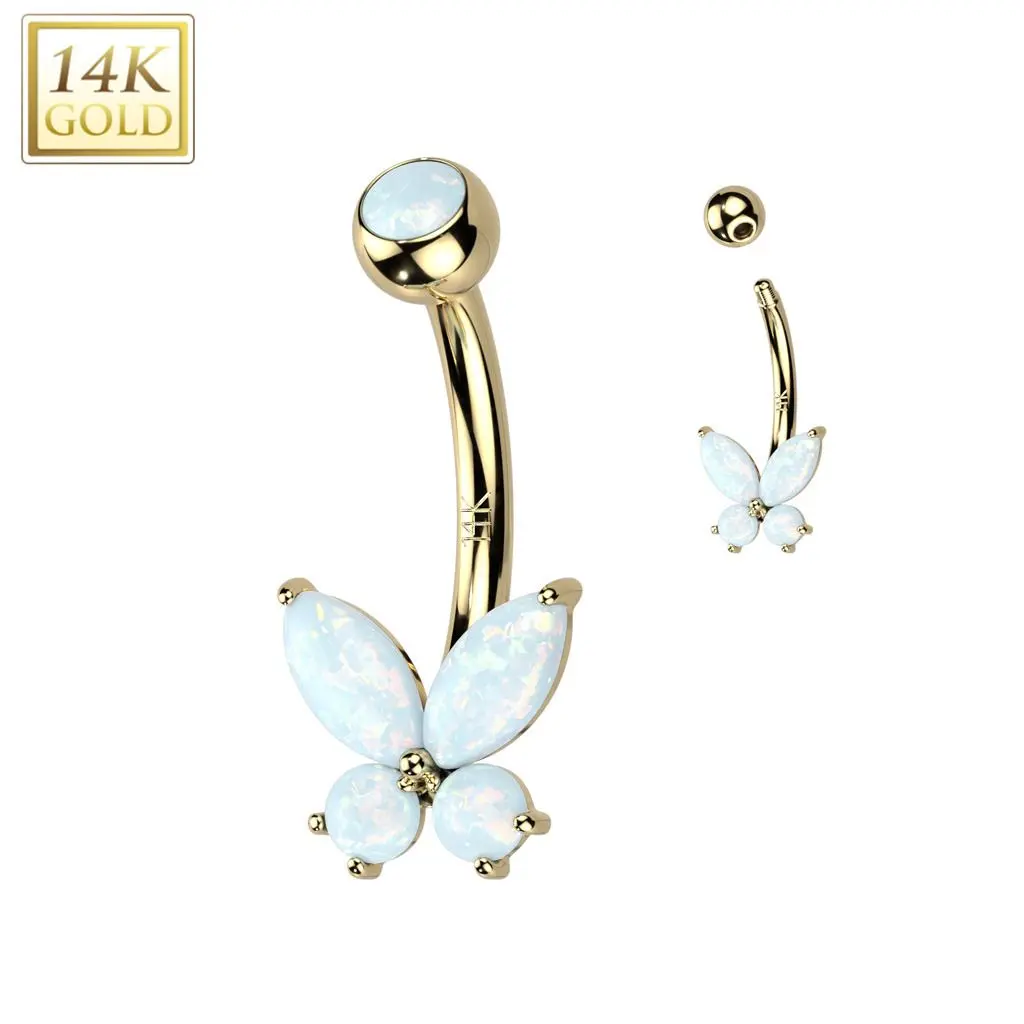 Zlatý piercing do pupíku motýl Au 585/1000 - ZL01257-OP17
