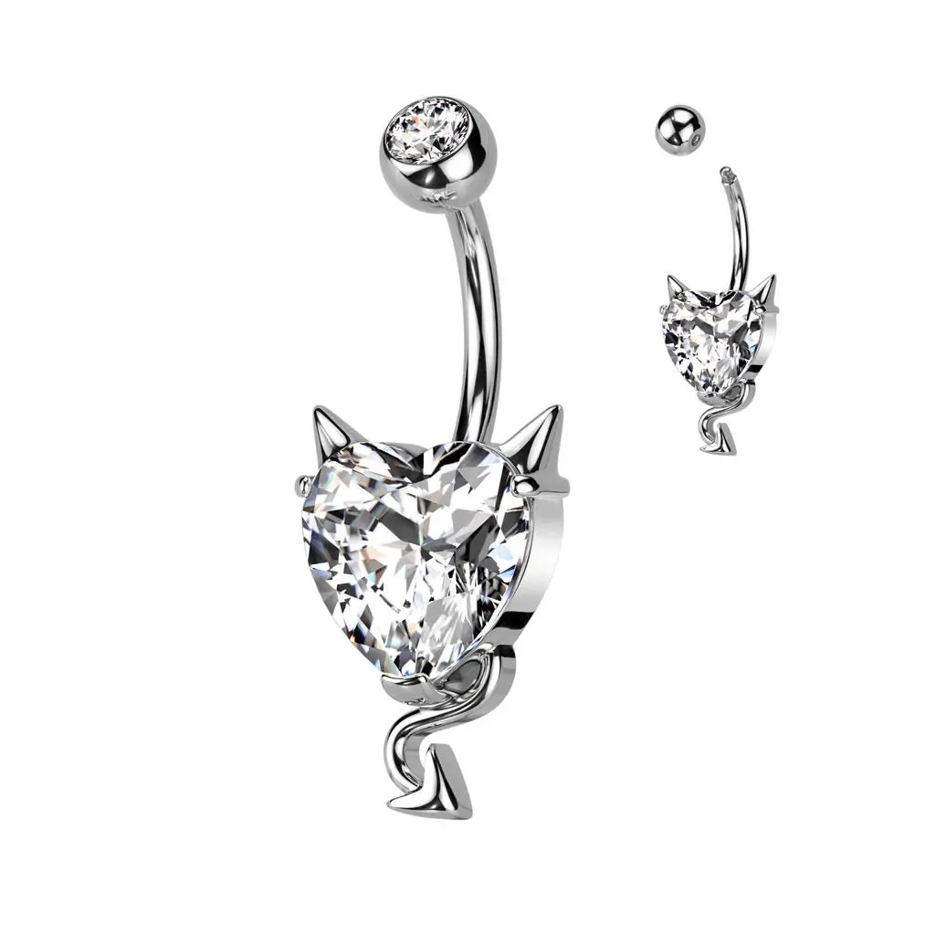 Piercing do pupíku - srdce s čertovskými rohy - WP0058-C