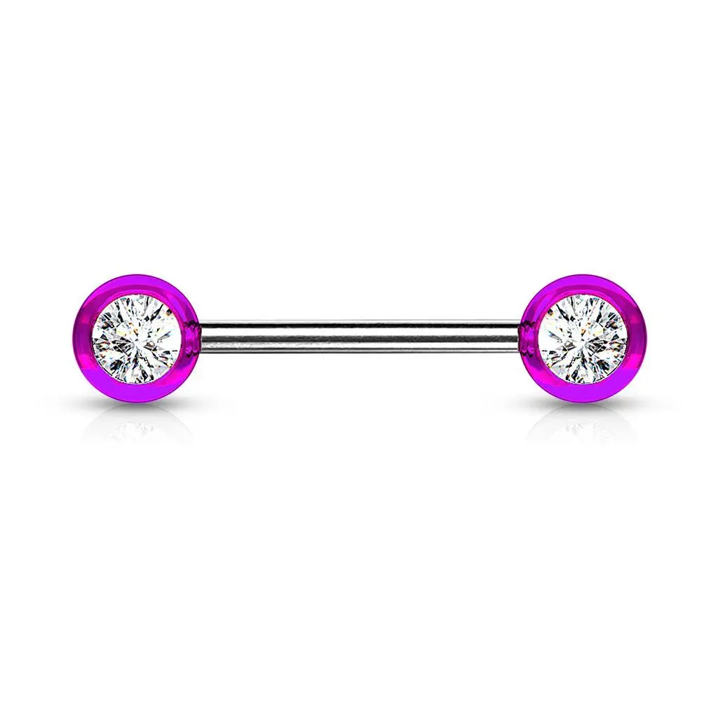 Piercing do bradavky chirurgická ocel se zirkony