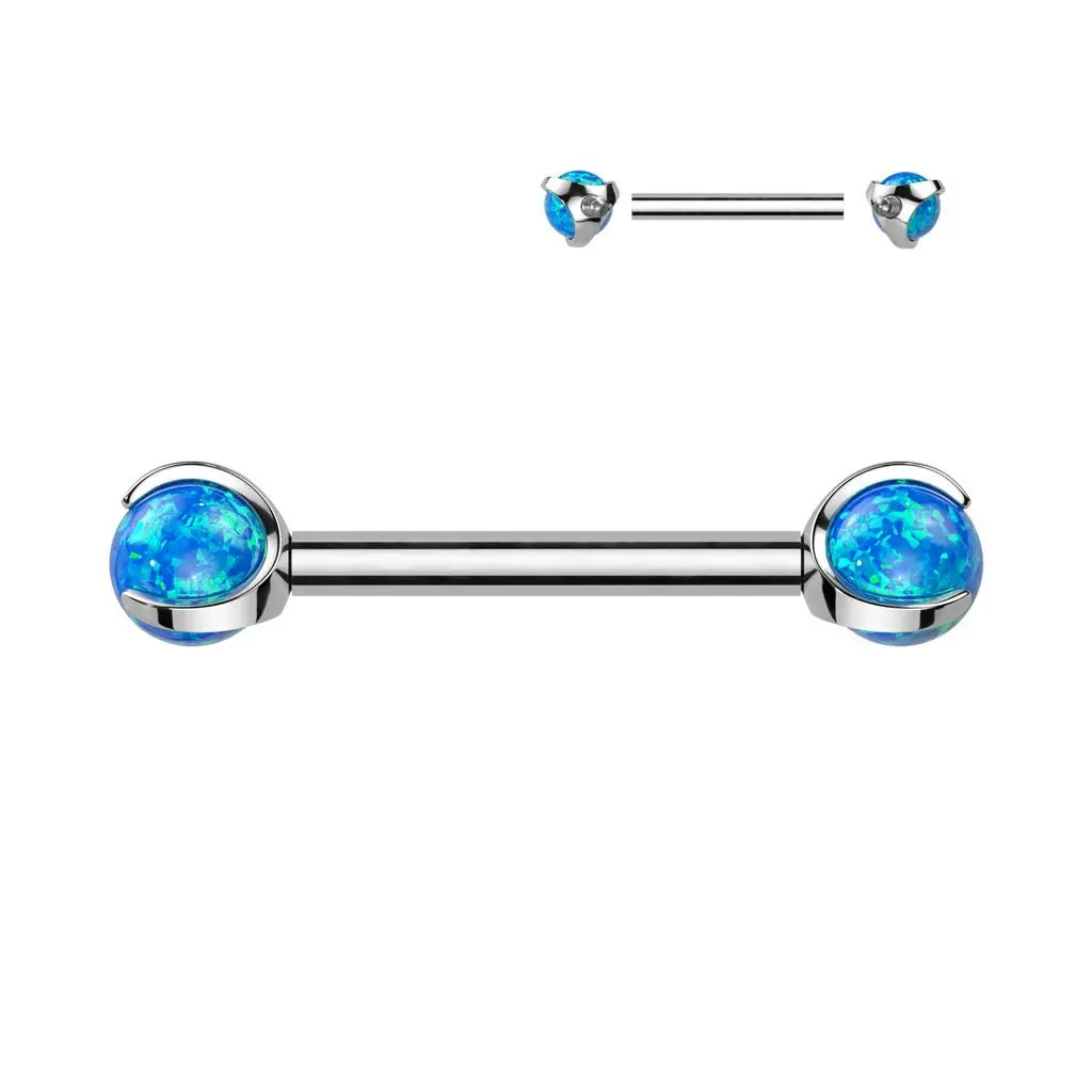 Piercing do bradavky z titanu s opálovými kuličkami