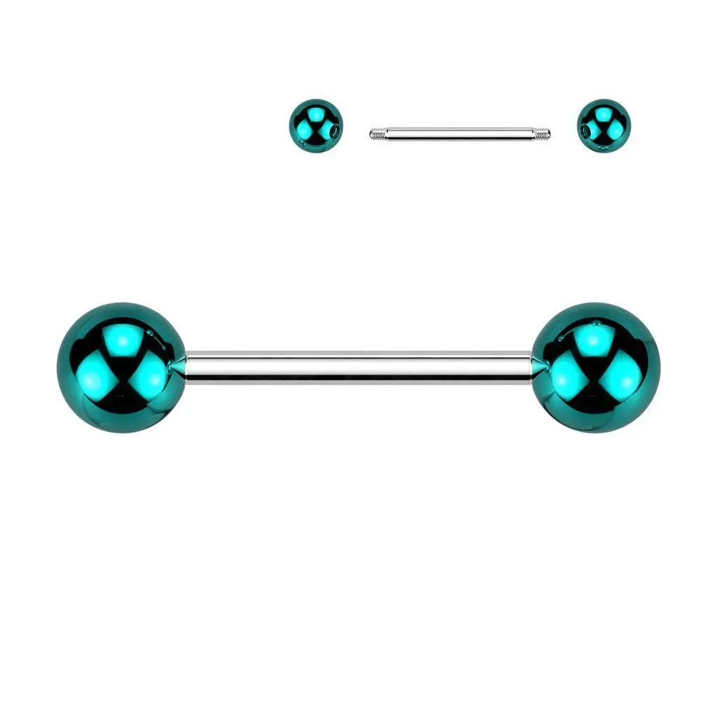 Piercing do jazyka s lesklými kuličkami (modrý)