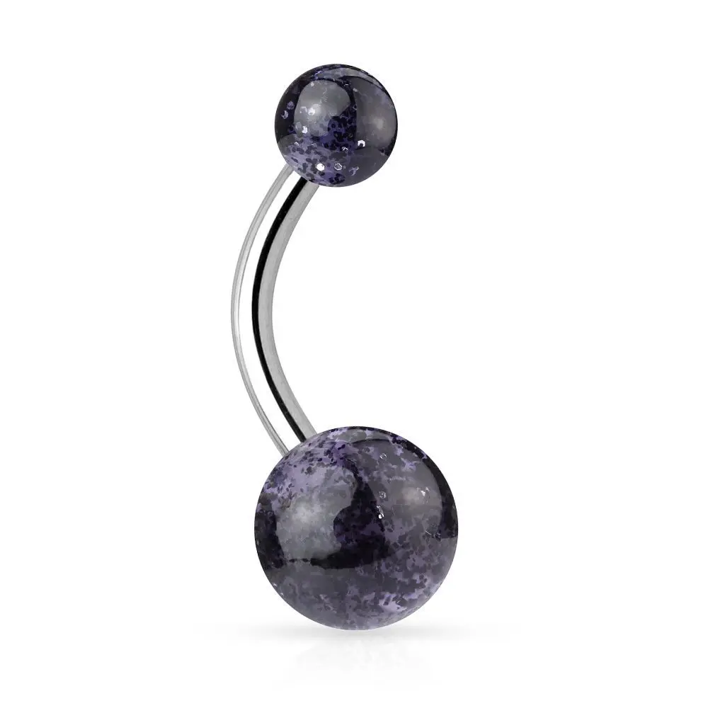 Piercing do pupíku - banánek se třpytkami (černá) - BA01044-K