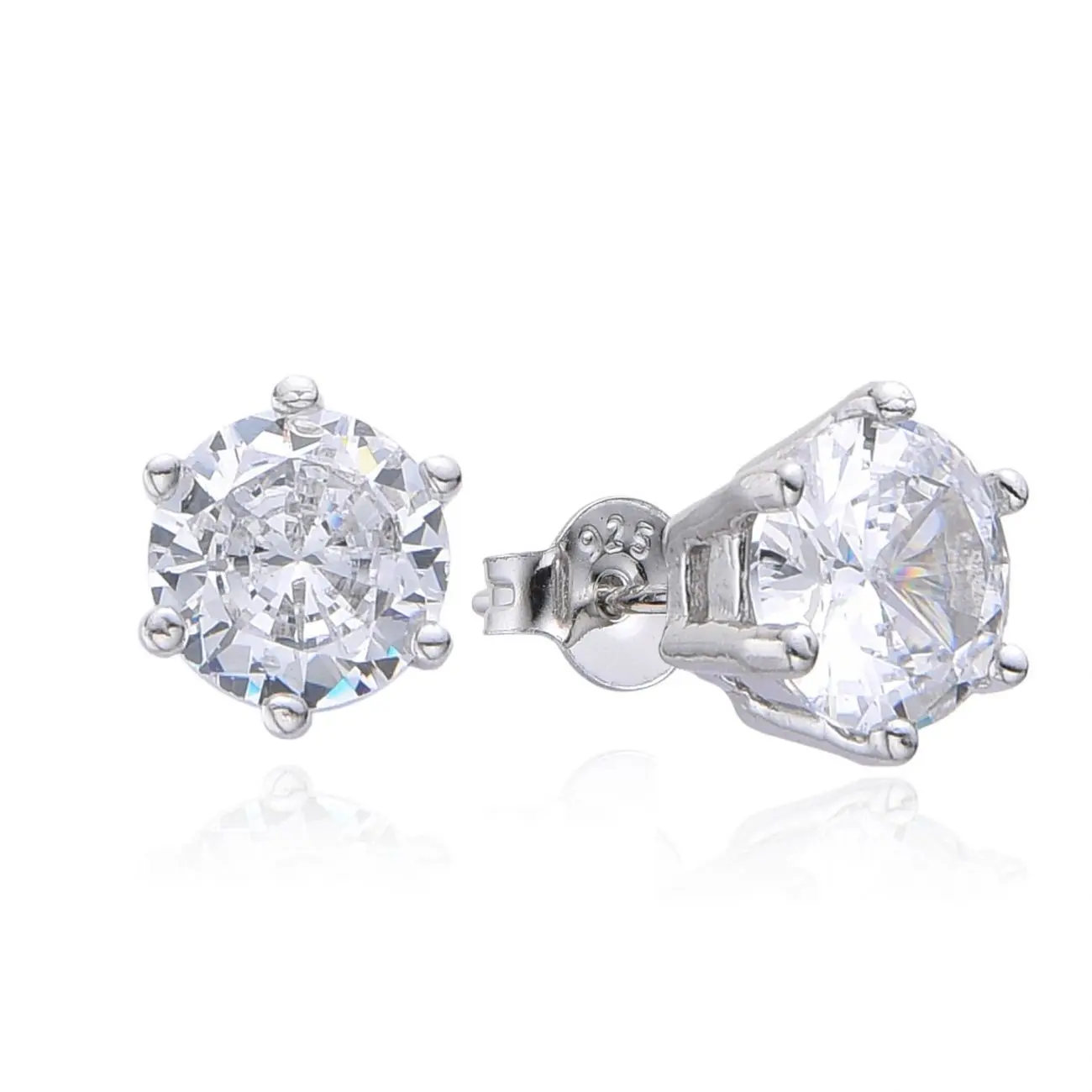 NUBIS Stříbrné náušnice s čirými zirkony 8mm - NB-3894-08