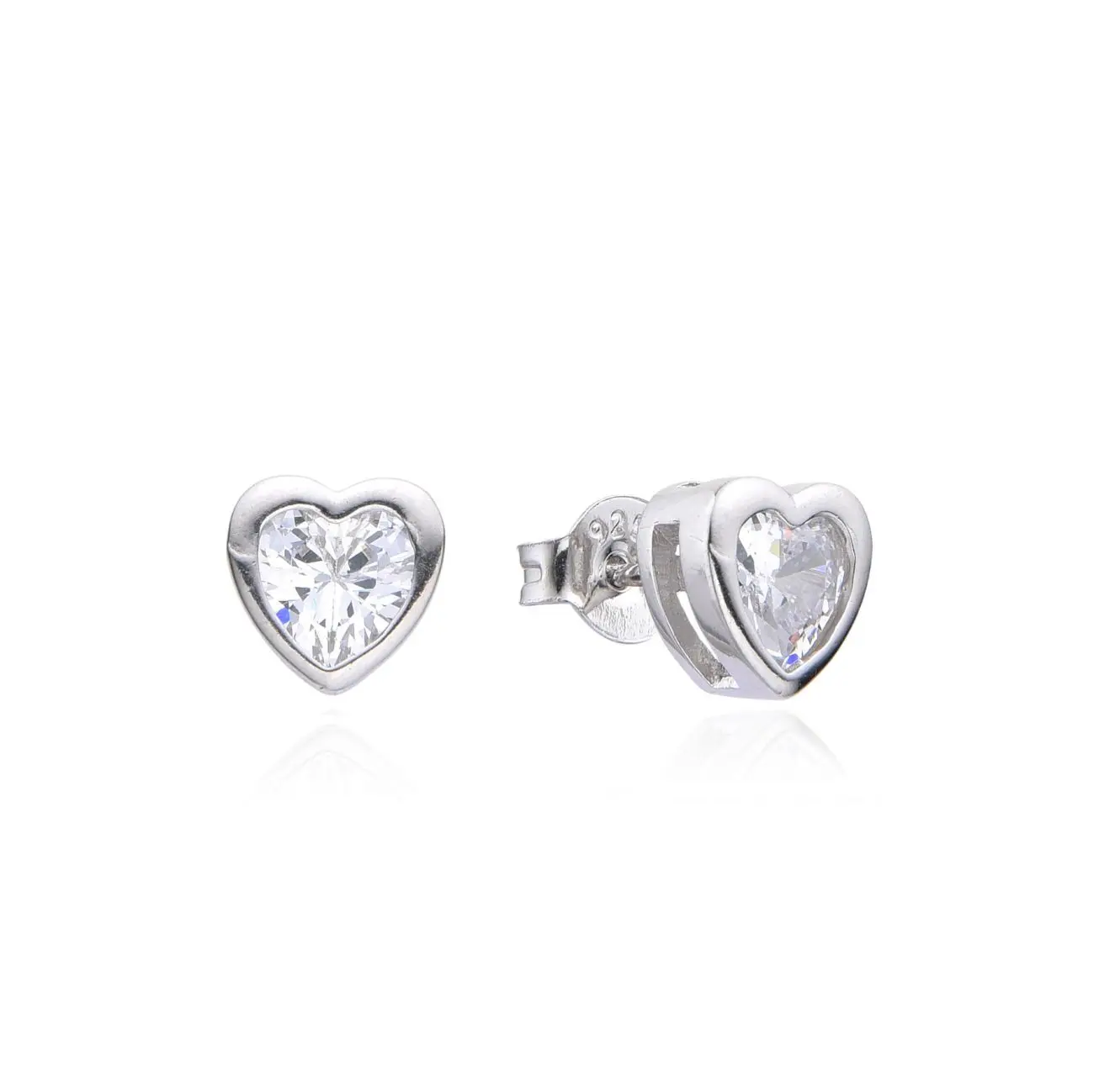 NUBIS Stříbrné náušnice srdíčka se zirkony 6mm - NB-3898-06