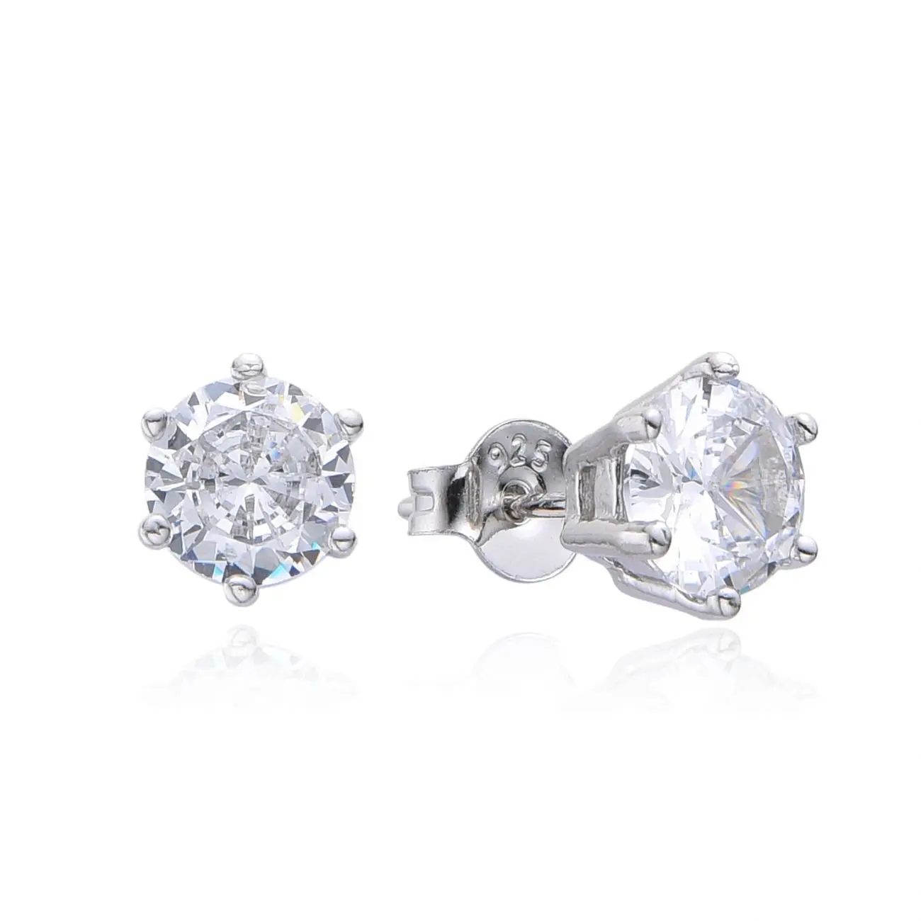 Stříbrné náušnice s čirými zirkony 6mm - NB-3894-06