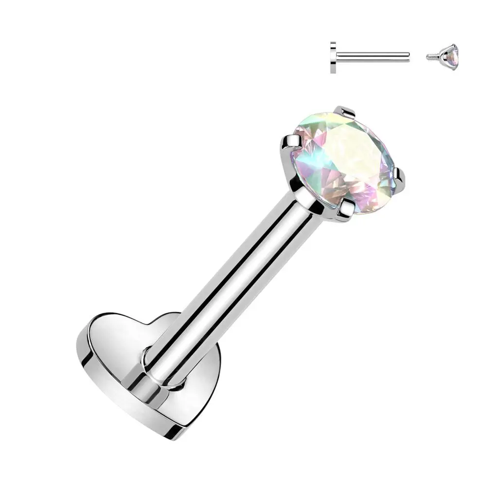 S4U Piercing do brady TITAN, 1,2 x 6 mm, duhový kámen - TIT1313AB-1206