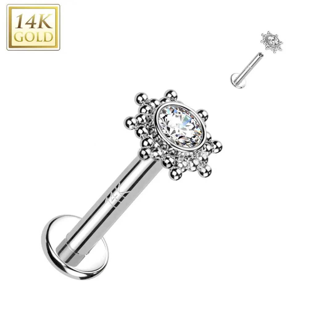 S4U Zlatý piercing do brady - labreta 1,2 x 8 mm, Au 585/1000 - ZL01267-1208