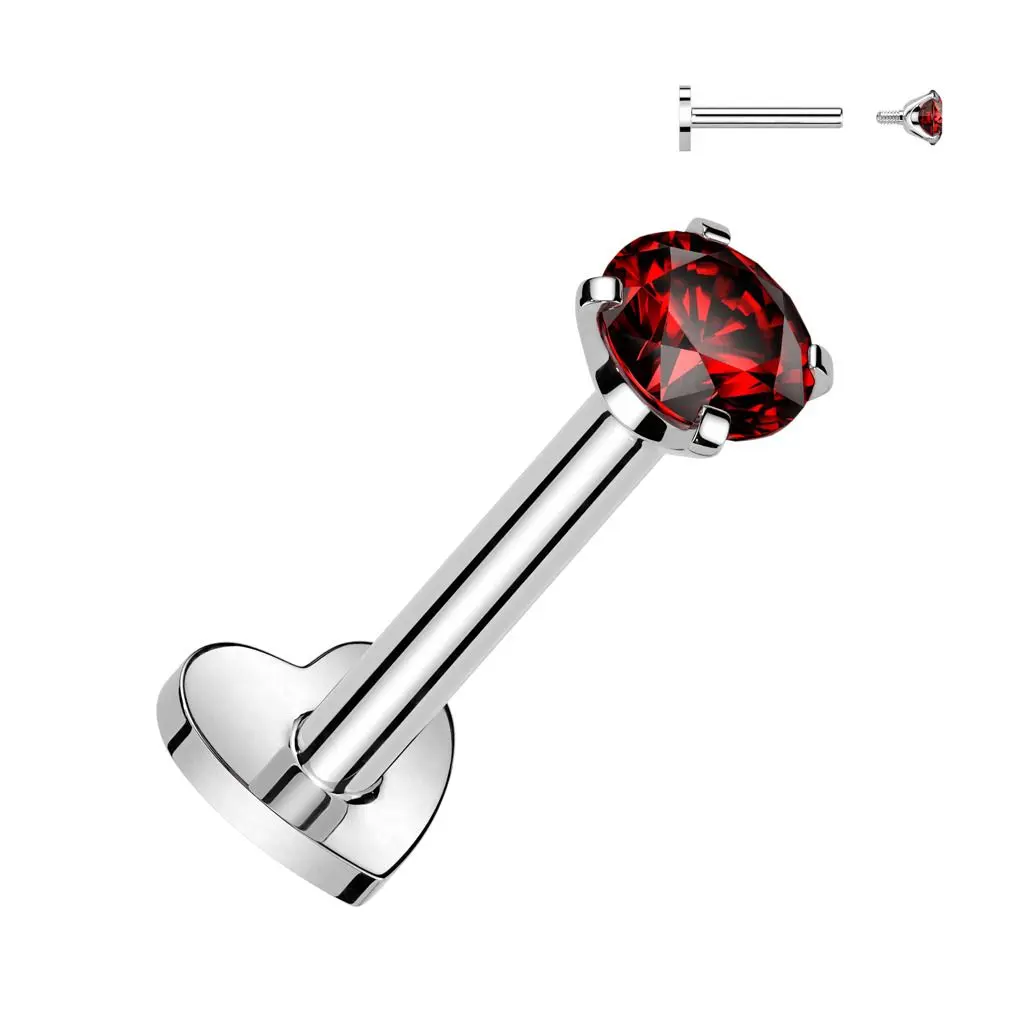 S4U Piercing do brady TITAN, červený kámen (1,2 x 6 mm) - TIT1313R-1206