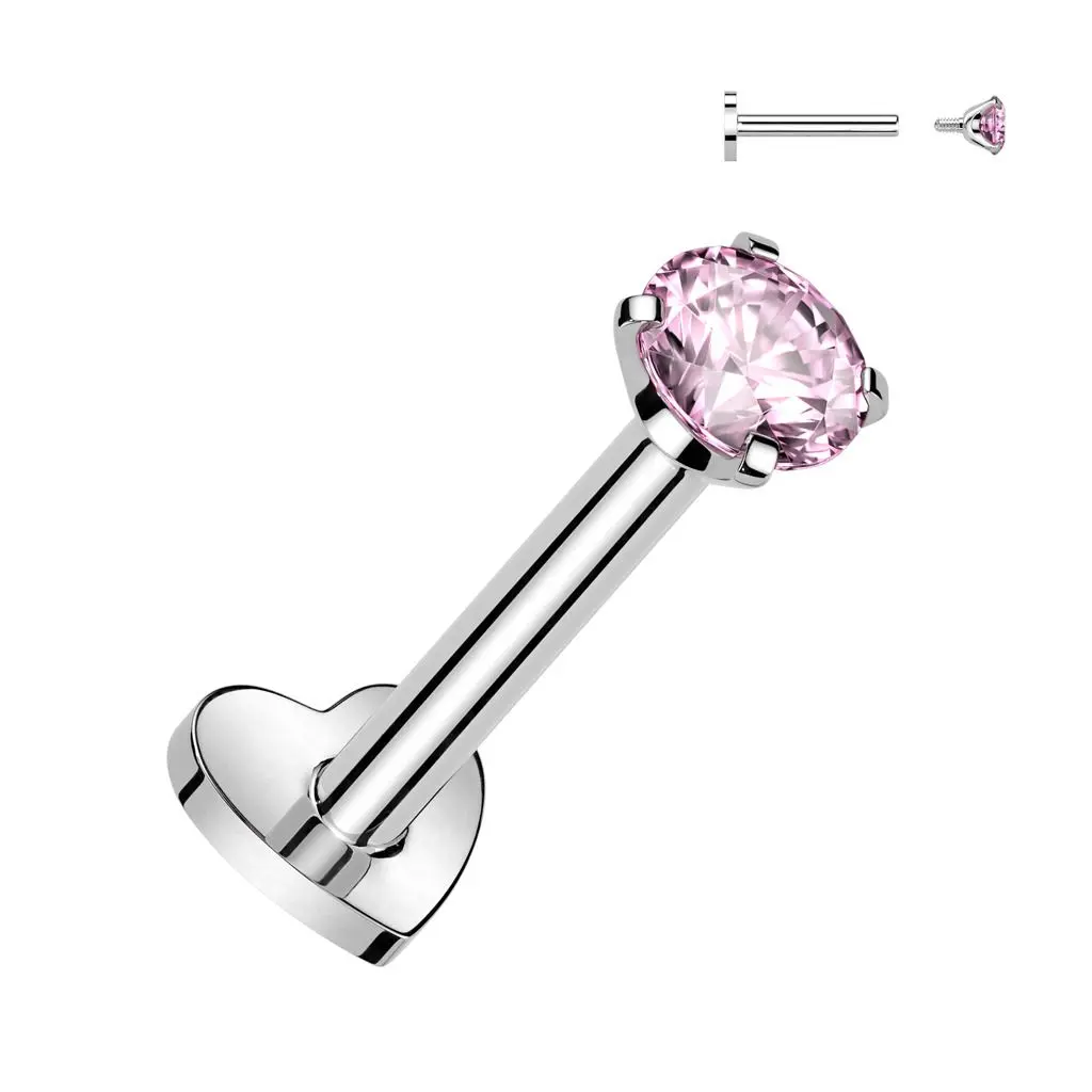 S4U Piercing do brady TITAN, růžový kámen (1,2 x 8 mm) - TIT1313P-1208
