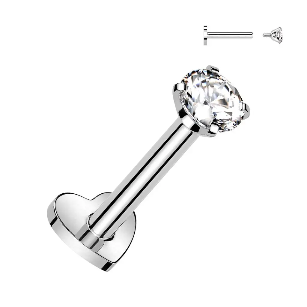 MARRE Piercing do brady TITAN, čirý kámen (1,2 x 6 mm) - TIT1313C-1206
