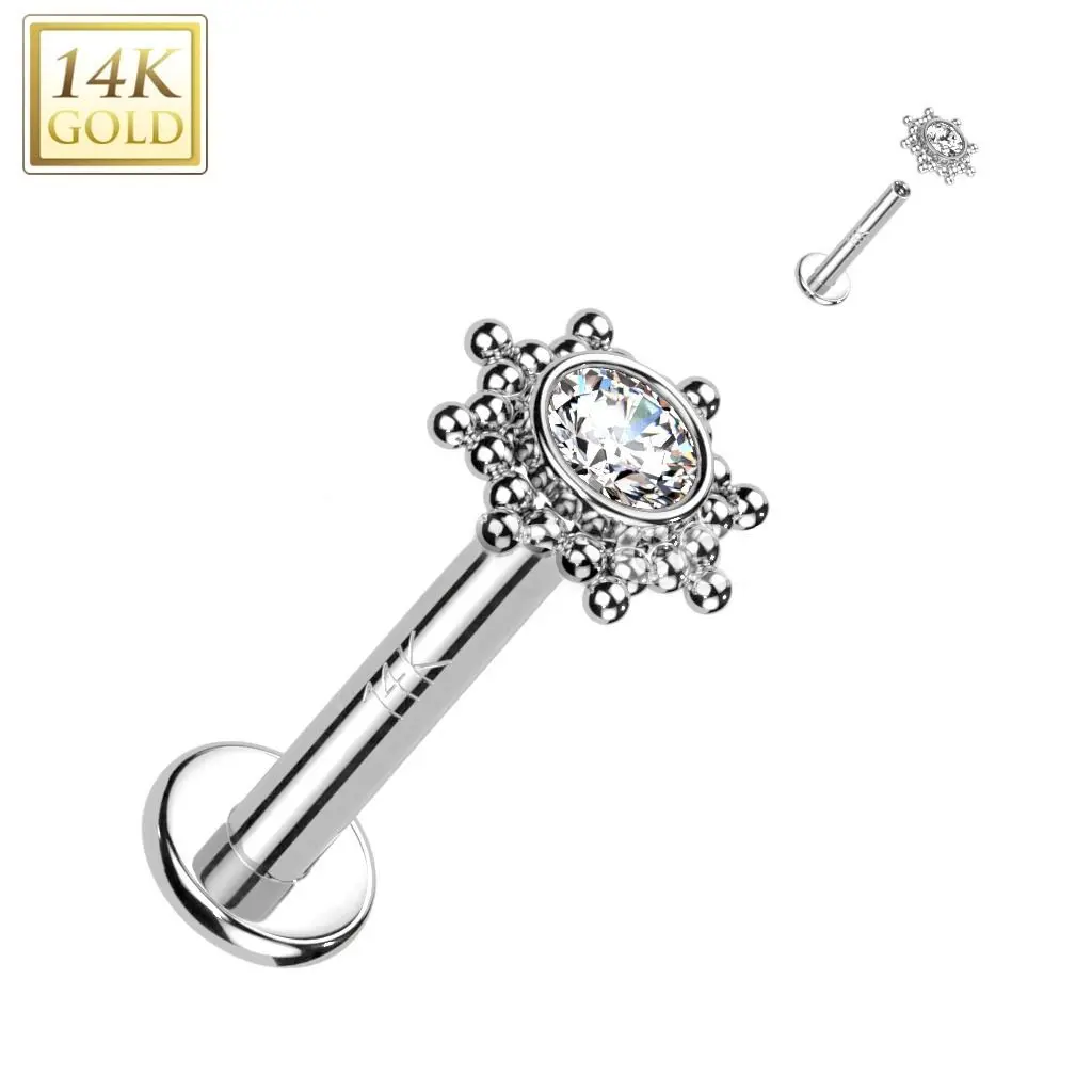 MARRE Zlatý piercing do brady - labreta 1,2 x 6 mm, Au 585/1000