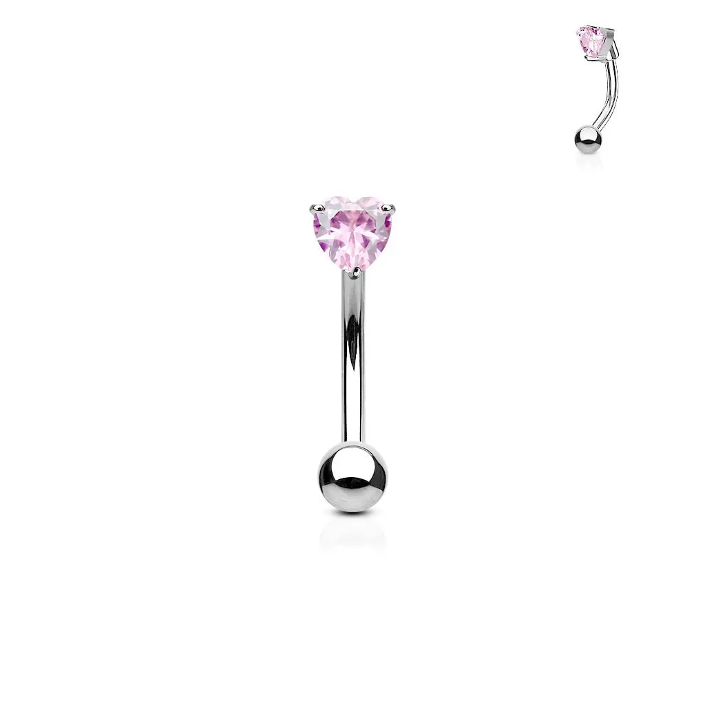 Piercing do obočí - zirkon (růžová) - OB1003-P