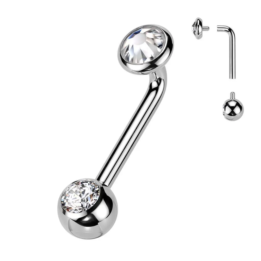 Christina piercing TITAN, čirý kamínek (1,6 x 12 mm) - KT005-C