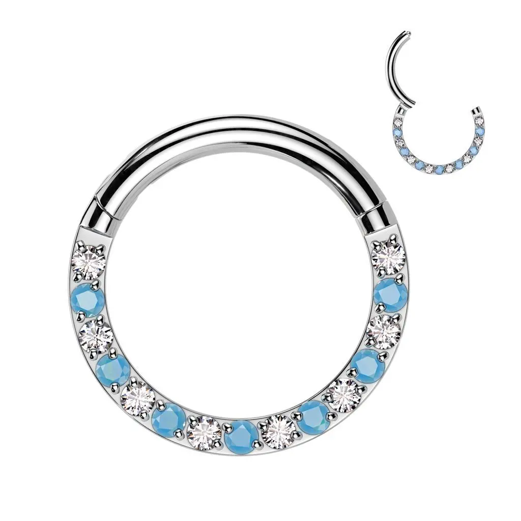 Segment kruh - helix / cartilage / tragus / septum piercing TITAN s tyrkysem (1,2 x