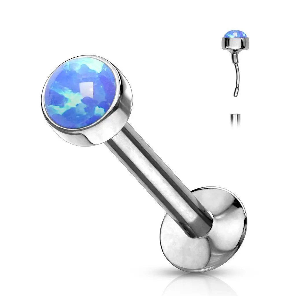 S4U Piercing labreta chirurgická ocel s modrým opálem
