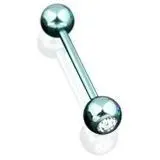 Piercing do jazyka se zirkonem (světle modrá) - PJ01068-LB