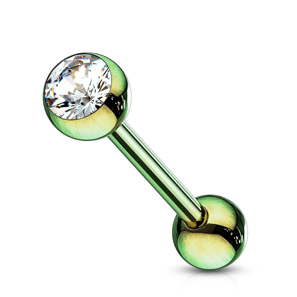 Piercing do jazyka se zirkonem (zelená) - PJ01068-G