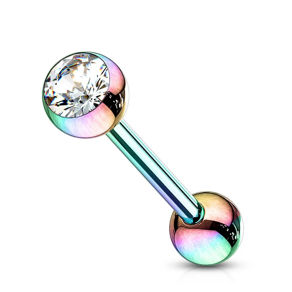 Piercing do jazyka se zirkonem (duhová) - PJ01068-AB
