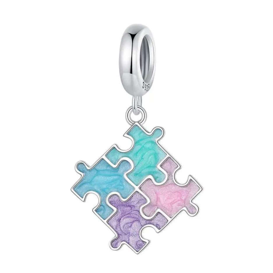 NUBIS Stříbrný přívěsek korálek na náramek puzzle - NB-8270