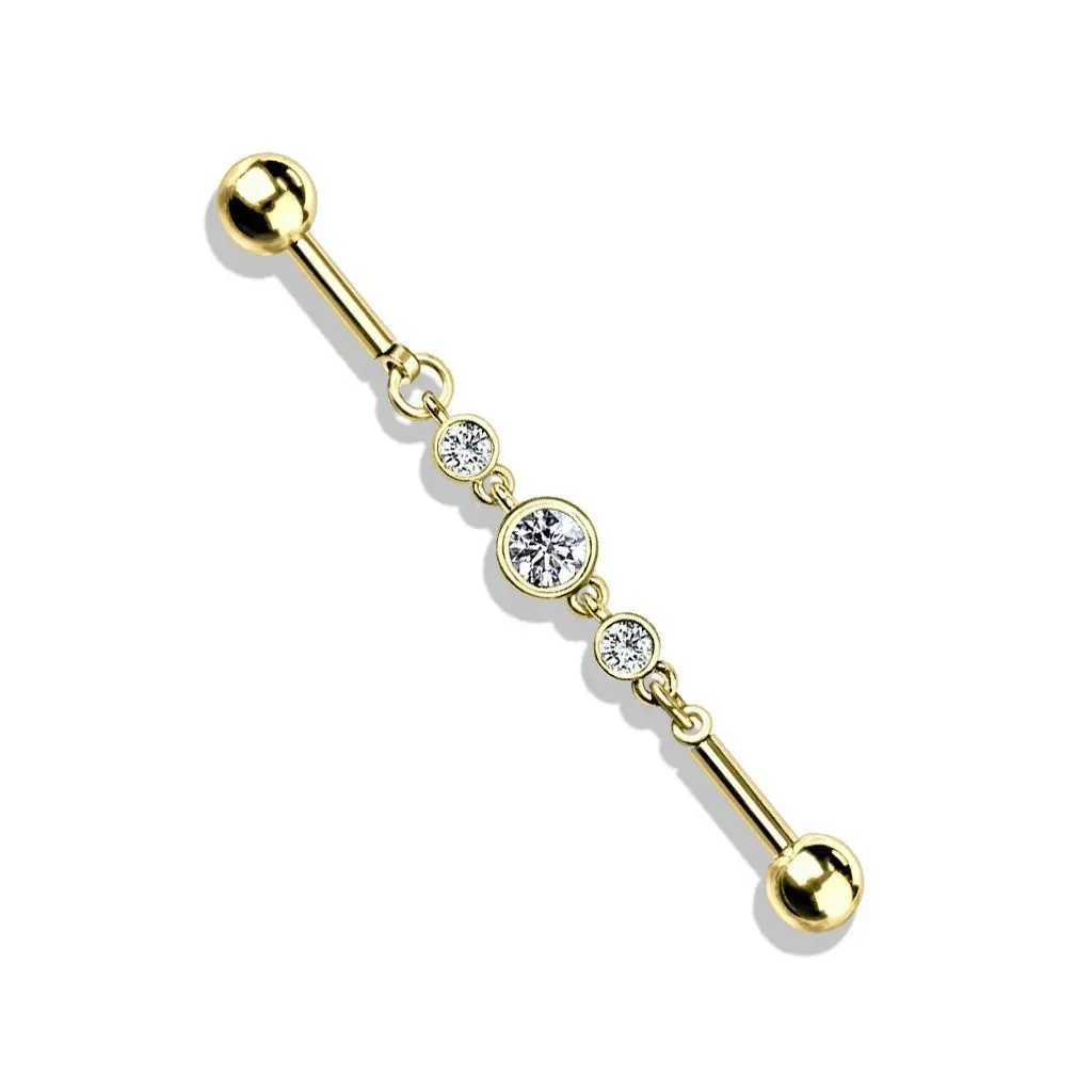 Řetízkový industrial piercing se zirkony