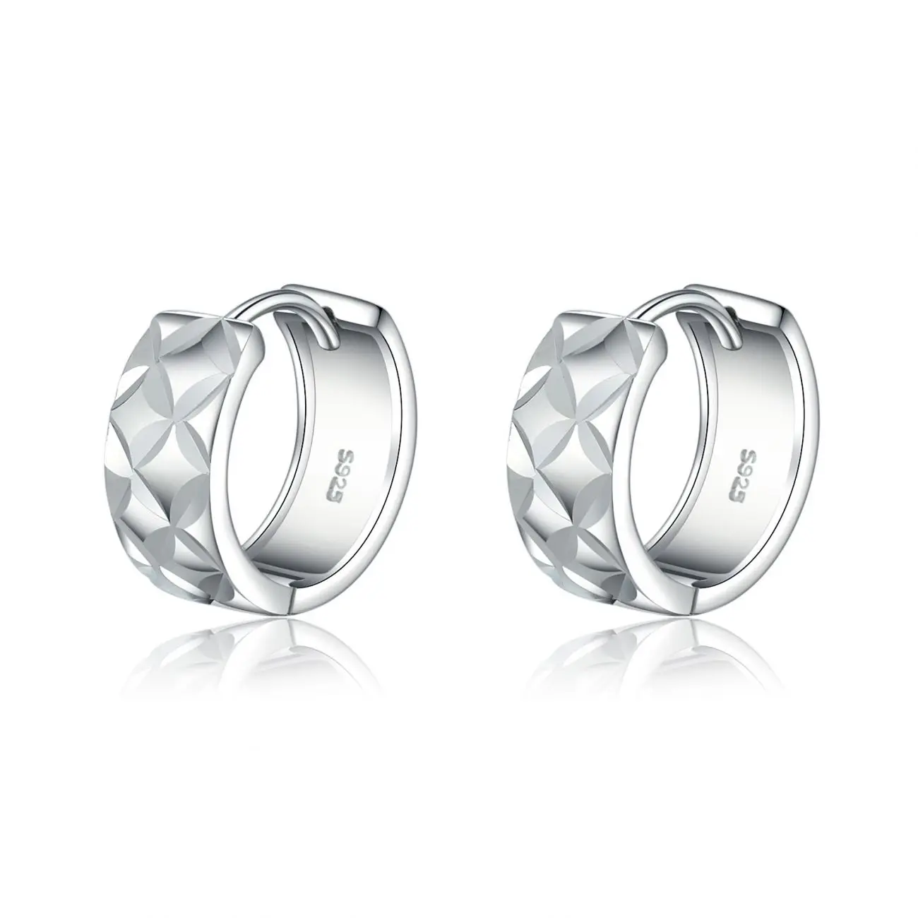 NUBIS Stříbrné náušnice kroužky s ornamenty - NB-3975