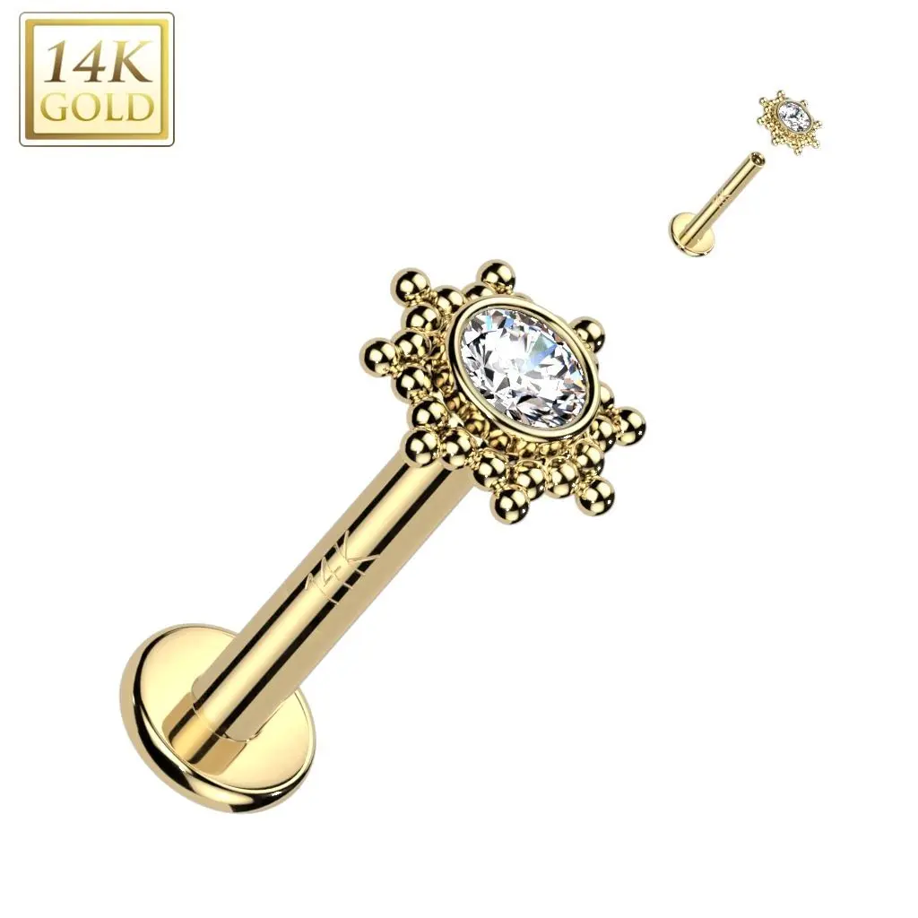 MARRE Zlatý piercing do brady - labreta 1,2 x 6 mm, Au 585/1000