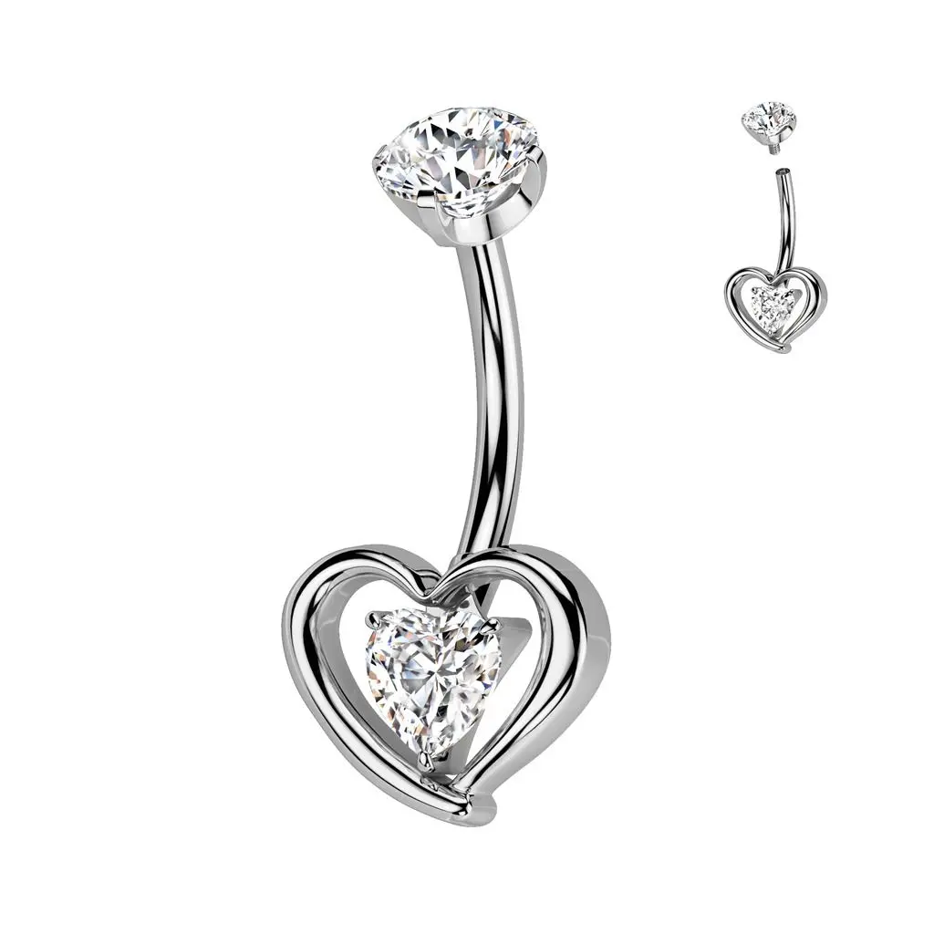 Piercing do pupíku srdíčko - TITAN - TIT1352-C