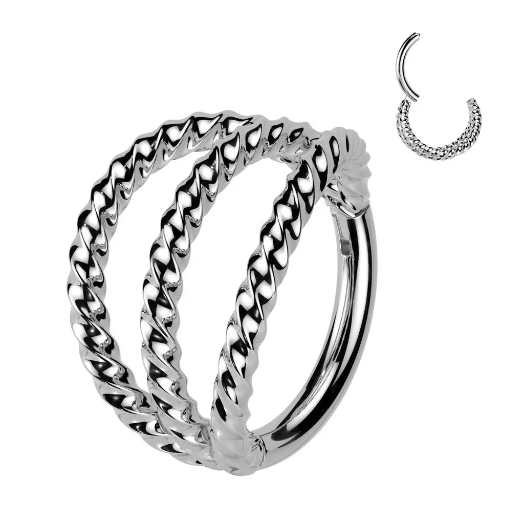 Trojitý segment kruh kroucený - helix / cartilage / tragus piercing (1,2 x