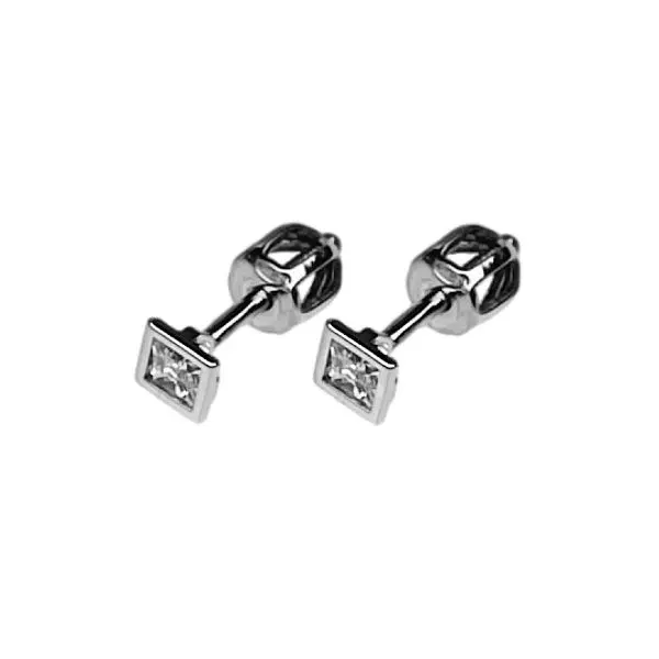 Stříbrné náušnice šroubovací - čtverečky 3,5 mm - ZB53907