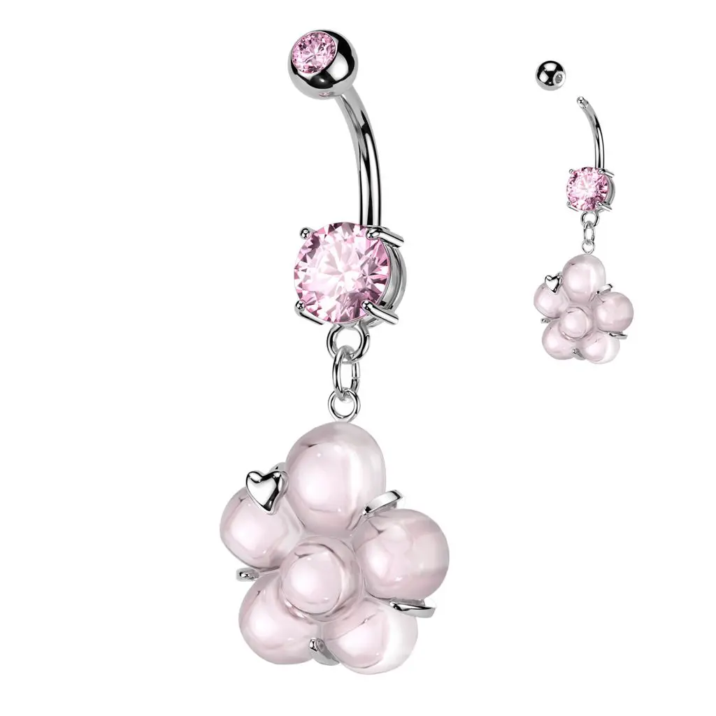S4U Piercing do pupíku s kytičkou (růžová) - WP0072-P