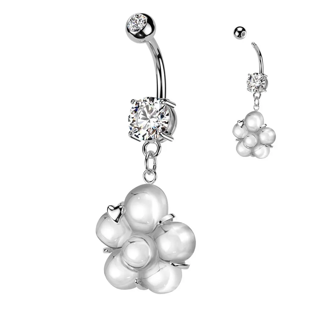 S4U Piercing do pupíku s kytičkou (čirá) - WP0072-C