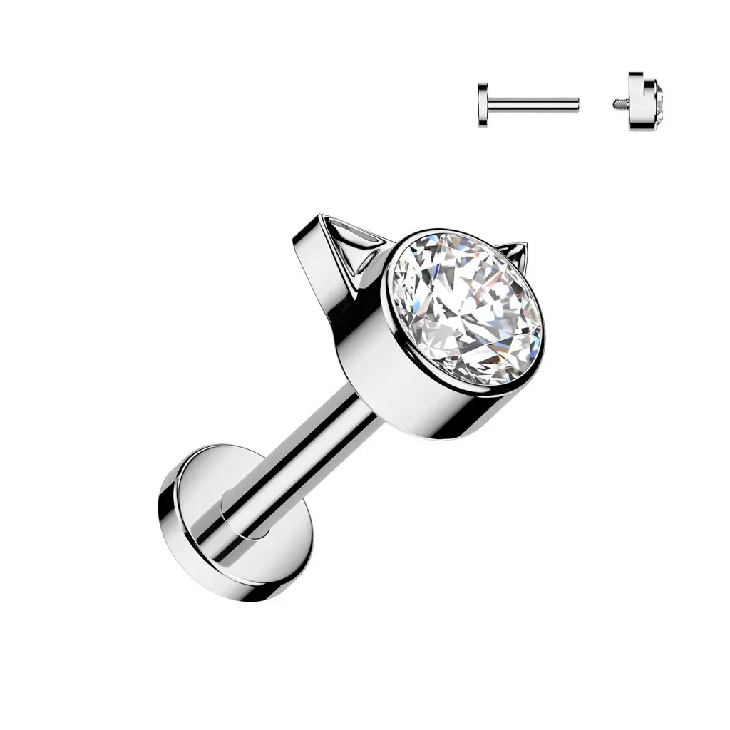 MARRE Piercing do brady titan Kitty (čirý 1,2 x 6 mm) - TIT1371-1206