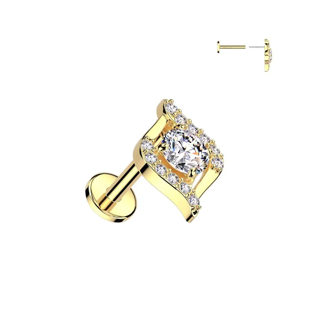 S4U Zlacený piercing do brady - PUSH IN labreta - LB1136-GD