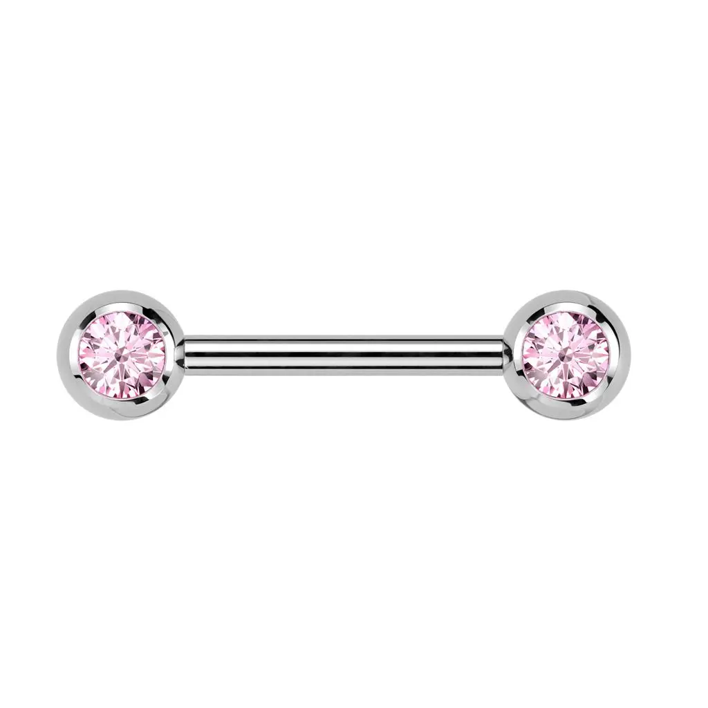 MARRE Piercing do bradavky TITAN, růžové zirkony - TIT1435-P