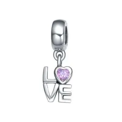 NUBIS Stříbrný přívěsek korálek na náramek Love - B0374