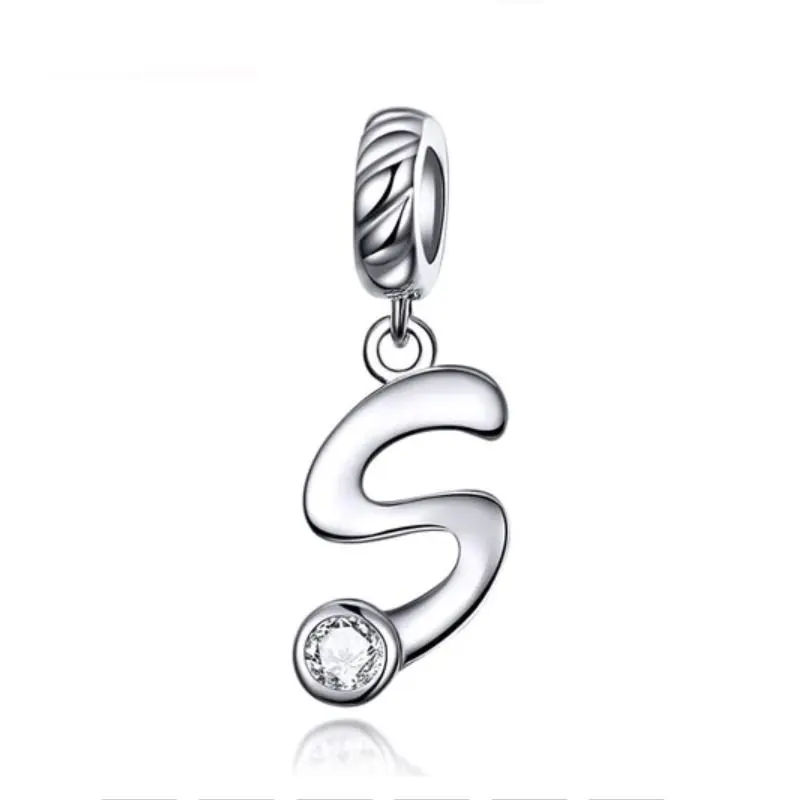 NUBIS Stříbrný přívěsek korálek na náramek - písmeno S - B0352-S