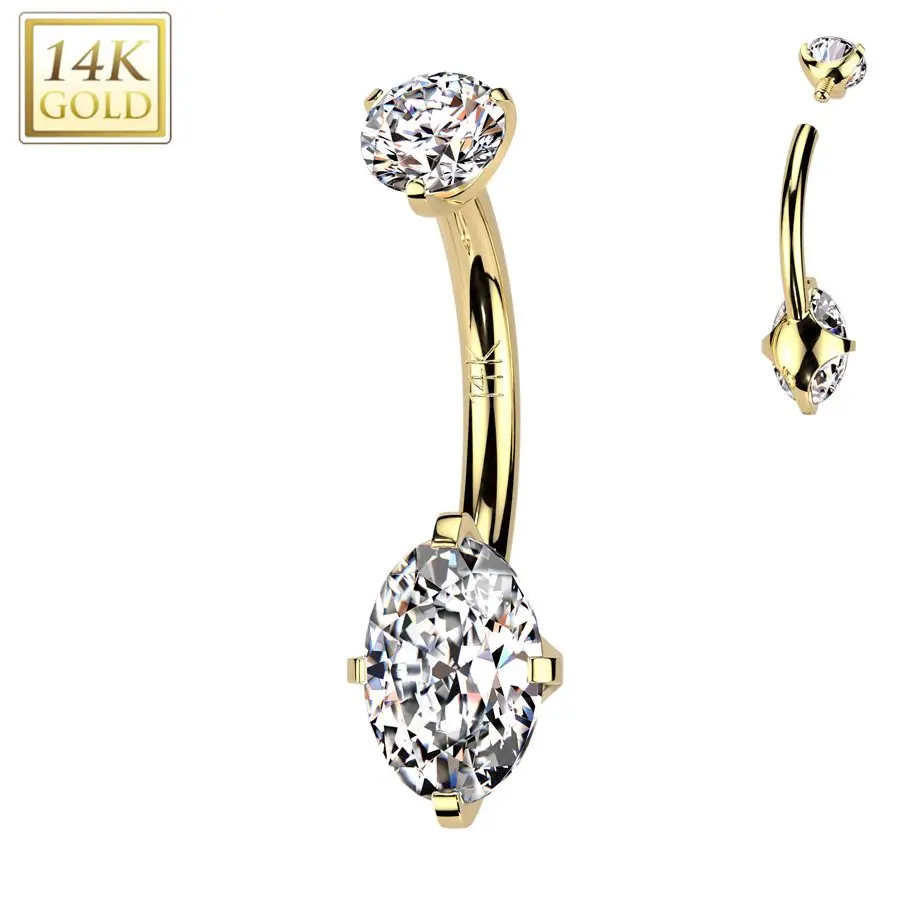 Zlatý piercing do pupíku, Au 585/1000 - ZL01274-YG