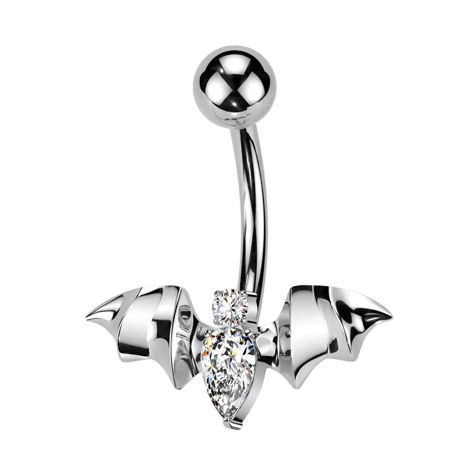 S4U Piercing do pupíku netopýr s čirými zirkony - TITAN - TIT1560